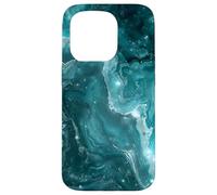 Teal Fluid Art Abstract - Modern Blue Marble Design Case for iPhone 15 Pro