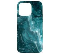 Teal Fluid Art Abstract - Modern Blue Marble Design Case for iPhone 15 Pro Max