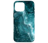 Teal Fluid Art Abstract - Modern Blue Marble Design Case for iPhone 16 Pro Max