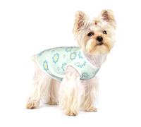 Teal Geo Floral Cotton Dog Shirt Sleeveless Pet Tee for Cats | Breathable Cotton Knit Pet Shirt With Stretch Pullover Design, Soft Sleeveless Top For Puppies Kittens And Toy Breeds