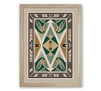 Teal Geometric Diamond Art Deco Framed Wall Art Print A1 (84.1×59.4cm) Oak, Wall Decor for Living Room, Bedroom, Office & Home, Ready to Hang, Art Gift