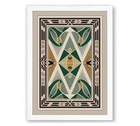 Teal Geometric Diamond Art Deco Framed Wall Art Print A1 (84.1×59.4cm) White, Wall Decor for Living Room, Bedroom, Office & Home, Ready to Hang, Art Gift