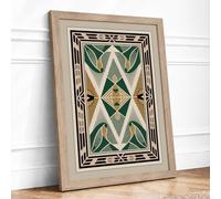 Teal Geometric Diamond Art Deco Framed Wall Art Print A2 (59.4×42cm) Oak, Wall Decor for Living Room, Bedroom, Office & Home, Ready to Hang, Art Gift