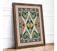 Teal Geometric Diamond Art Deco Framed Wall Art Print A2 Walnut | Ready to Hang, Premium Gi Paper, Fade-Resistant Inks, Securely Packaged, UK Made