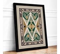 Teal Geometric Diamond Art Deco Framed Wall Art Print A3 (42×29.7cm) Black, Wall Decor for Living Room, Bedroom, Office & Home, Ready to Hang, Art Gift