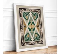 Teal Geometric Diamond Art Deco Framed Wall Art Print A4 White | Ready to Hang, Premium Gi Paper, Fade-Resistant Inks, Securely Packaged, UK Made