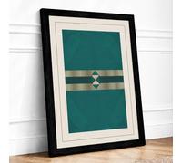 Teal Geometry Minimalist Framed Wall Art Print A4 (29.7×21cm) Black, Wall Decor for Living Room, Bedroom, Office & Home, Ready to Hang, Art Gift