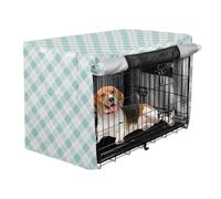 Teal Gingham Plaid Dog Crates Covers Pets Kennel Covers Roller Shades 36 Inch