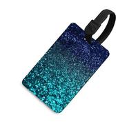 Teal Glitter Luggage Tag Classic Personalized Repeated Luggage Tag Cute Unique Travel Essentials Identifiers for Women Men Baggage Backpack Handbag Suitcase