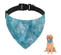 Teal Glittering Cosmic Galaxy Dog Bandana With Adjustable Strap D Ring Dog Neckerchief Pet Bibs Triangle Cat Scarf Accessories Puppy Dogs Cats Decor Machine Washable