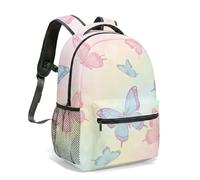 Teal Gold Butterfly Marble Backpack 16 Inch Elegant Luxury Art Deco Print Rucksack for Travel Commute Fashion Bag (08)