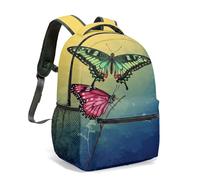 Teal Gold Butterfly Marble Backpack 16 Inch Elegant Luxury Art Deco Print Rucksack for Travel Commute Fashion Bag (13)
