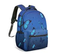 Teal Gold Butterfly Marble Backpack 16 Inch Elegant Luxury Art Deco Print Rucksack for Travel Commute Fashion Bag (04)