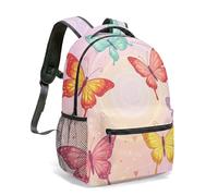 Teal Gold Butterfly Marble Backpack 16 Inch Elegant Luxury Art Deco Print Rucksack for Travel Commute Fashion Bag (12)