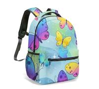 Teal Gold Butterfly Marble Backpack 16 Inch Elegant Luxury Art Deco Print Rucksack for Travel Commute Fashion Bag (11)