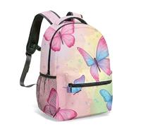 Teal Gold Butterfly Marble Backpack 16 Inch Elegant Luxury Art Deco Print Rucksack for Travel Commute Fashion Bag (07)