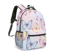 Teal Gold Butterfly Marble Backpack 16 Inch Elegant Luxury Art Deco Print Rucksack for Travel Commute Fashion Bag (06)