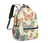 Teal Gold Butterfly Marble Backpack 16 Inch Elegant Luxury Art Deco Print Rucksack for Travel Commute Fashion Bag (16)