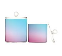 Teal Gradient Blue Pink Colored Blurred Clear Plastic Storage Organizer with lid Dresser Essentials Decorative Small Storage Bins for Floss Picks,Paper Clips,2 Pack