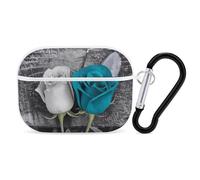 Teal Gray Rose AirPod Pro Case, Anti Scratch Hard PC Cover with Keychain, AirPod Pro 2nd/1st Case Accessories for Women Men, White-Style