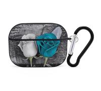 Teal Gray Rose AirPod Pro Case, Anti Scratch Hard PC Cover with Keychain, AirPod Pro 2nd/1st Case Accessories for Women Men, Black-Style