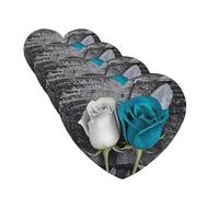 Teal Gray Rose Car Air Fresheners Cards 4 Pcs Hanging Fragrance Scented Cards Long-Lasting Car Aromatherapy Tablets for Wardrobe Bathroom Car Interior Mirror Pendant Gifts