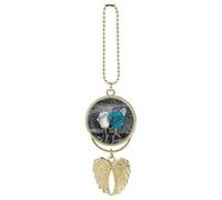 Teal Gray Rose Car Hanging Pendant, Zinc Alloy Rearview Mirror Charms - Relieve Visual Fatigue, Vintage Keychain Pendant, Lucky Car Interior Hanging Decoration, Golden-Style