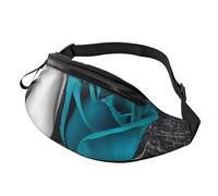 Teal Gray Rose Fanny Pack for Men Women Crossbody Waist Bag Waterproof Sports Belt Bag Outdoor Hip Pack