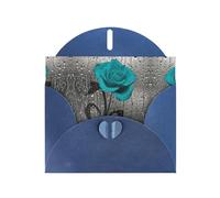 Teal Gray Rose Flower Blue prints Greeting Cards 6x4-inch with Envelope | Perfect for writing greetings and thank-you notes