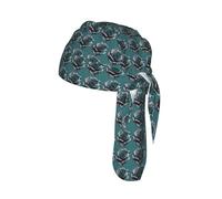Teal Gray Rose Flower Print Cycling Cap Headband Stretch Yoga Running Everyday Sweatband Unisex Breathable Hat
