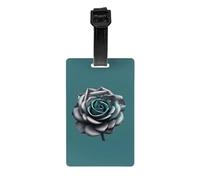 Teal Gray Rose Flower Print Luggage Tag Suitcases Identification Labels Set Travel Bag Backpack Suitcase Tags