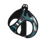 Teal Gray Rose Flower Print Reflective No Choke Pet Vest Harness,Adjustable Soft Padded Dog Harness With Easy Control Handle