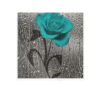 Teal Gray Rose Flower Printed Square Jigsaw Puzzle 12.8x12.8 CM, Puzzle Challenging Game for Adults Gifts, Family Fun Decorative Wall Decor