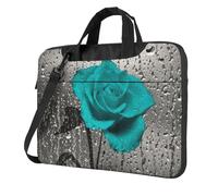 Teal Gray Rose Flower Printed Waterproof Laptop Case Ultra-Thin Portable One-Shoulder Laptop Bag 600d Oxford 13in/14in/15.6in