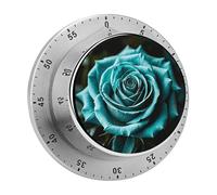 Teal Gray Rose Kitchen Timer 60 Minute Visual Wind Up Timers Indoor Mechanical Timers with Magnetic Base Stainless Steel Timer for Home Cooking Time Management Tool