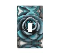 Teal Gray Rose Print Wall Plate, Acrylic Back Panel Or Plate, Protect Wall from Finger Prints