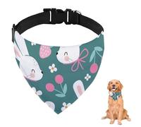 Teal Green Bunny Fruit Dog Bandana with Adjustable Strap D Ring Dog Neckerchief Pet Bibs Triangle Bandanas for Dogs Accessories Puppy Dogs Cats Decor Machine Washable
