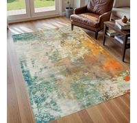 Teal Green & ge Abstract Modern Rug 140 x 200 cm Multicoloured Rectangular Floor Mat for Living Room & Bedroom Stylish Home Décor & Floor Protection