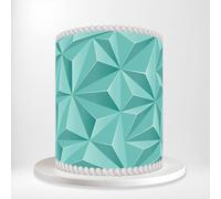 Teal Green Geometric Shapes Triangles Gradient Modern 3D Effect Wrap Around Print A4 Edible Paper Icing Sheet Cake Topper Side Ribbon Border Decor for Personalised Themed Decorations