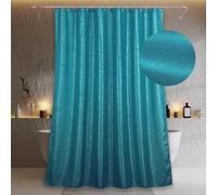 Teal Green Glitter Shower Curtain: Waterproof Washable Quick Dry, 72Lx72W | Turquoise Aqua Metallic Shimmer Satin Fabric, Sparkle Bling Shiny Glam Luxury Xmas Holiday Home Decor Gift for Women & Girls