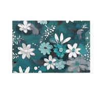 Teal Grey and White Floral Adult Wooden Jigsaw Puzzle 1000 Pieces for The Perfect Visual Feast! 1000pcs