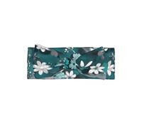 Teal Grey and White Floral Baby Bow Headband for Girls 0-6 Months - Soft Stretchable Knit Headwrap for Newborn Infant Photography, Shower Gift