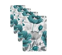 Teal Grey and White Floral Car Air Freshener Cards for Women Men 4 Pack Cute Car Accessories Long Lasting Scent Car Diffuser Hanging Auto Aromatherapy Tablets Car Fresheners Gifts