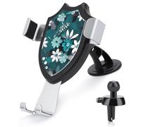 Teal Grey And White Floral Car Phone Mount Universal Auto Phone Holder Adjustable Cellphone Car Mount 360° Rotation, Dashboard & Windshield & Air Vent Strong Suction Cup Phone Stand Compatible with Al