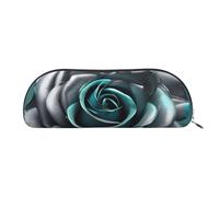 Teal Grey And White Floral Print Cosmetic Bags For Women,Receive Bag Makeup Bag Travel Storage Bag Toiletry Bags Pencil Case, Teal Gray Rose Flower, One Size
