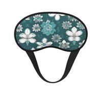 Teal Grey and White Floral Print Fashion Sleep Mask, Blackout Eye Mask,Sleeping Eye Mask Suitable for Travel/Yoga/Nap