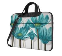 Teal Grey And White Floral Printed Waterproof Laptop Case Ultra-Thin Portable One-Shoulder Laptop Bag 600d Oxford 13in/14in/15.6in