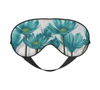 Teal Grey and White Floral Sleep Eye Mask Smooth Soft Adjustable Shading Blindfold Eye Mask for Rest Travel