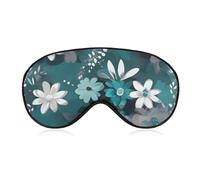 Teal Grey and White Floral Sleep Mask for Women Men, Soft Eye Mask with Adjustable Strap for Sleeping, Light Blocking Travel Blindfold for Nap Comfortable Eye Cover for Home Office