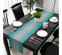 Teal Grey Ombre Table Runner 48 Inches Long, Gradient Contemporary Abstract Art Kitchen Coffee Dining Table Decoration for Home Party Birthday Wedding Home Decor 13x48 Inches
